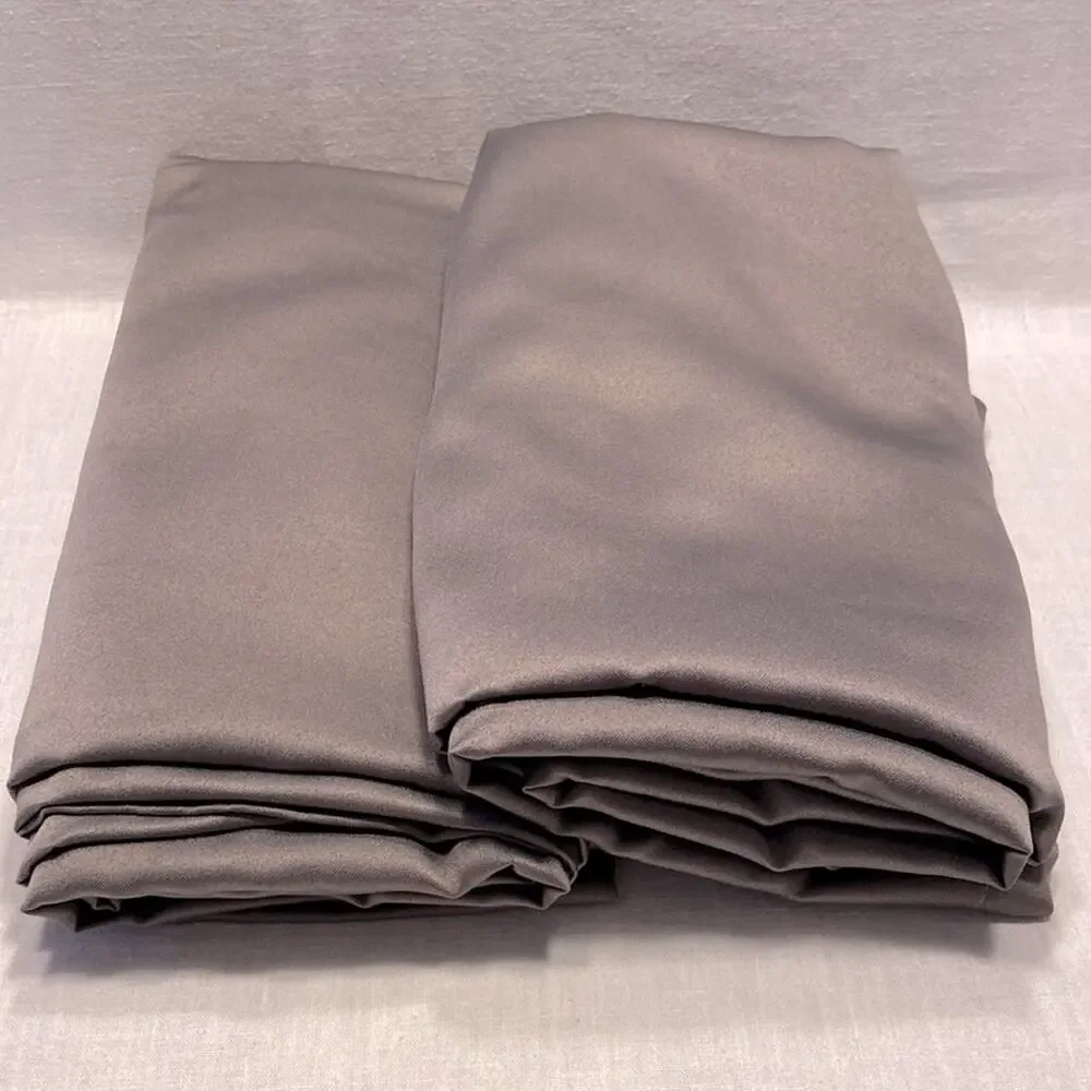 Gray Curtains 2 Panel Set Grey Silky Satin Soft 52W x 84L Each Panel